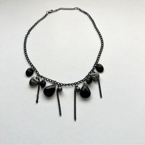 Black Boho Silver Heart & Black Choker